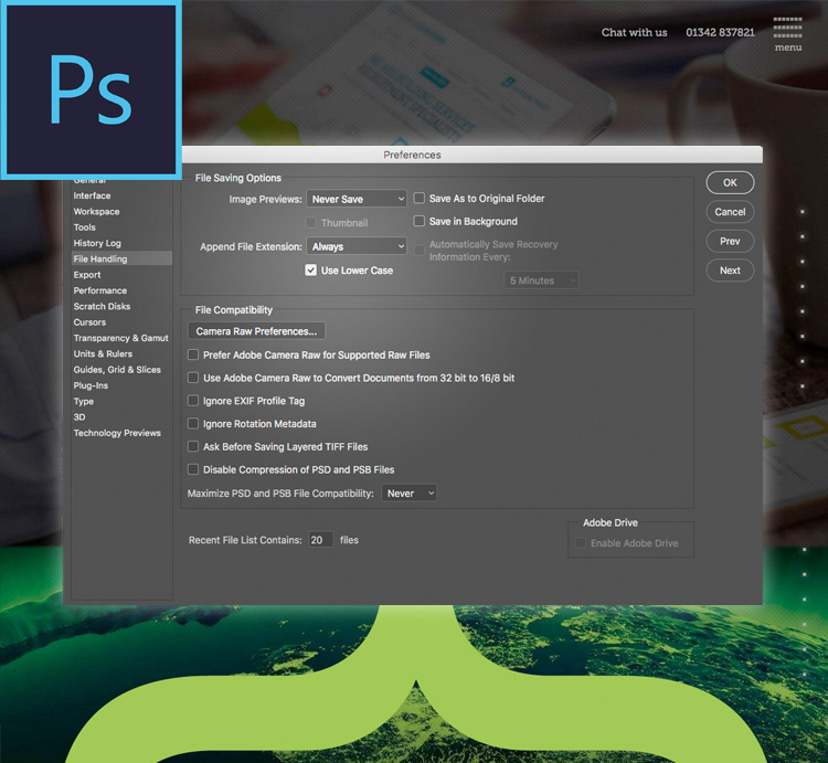 Adobe Photoshop file extensions are missing