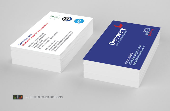 Discovery school of Motoring business cards