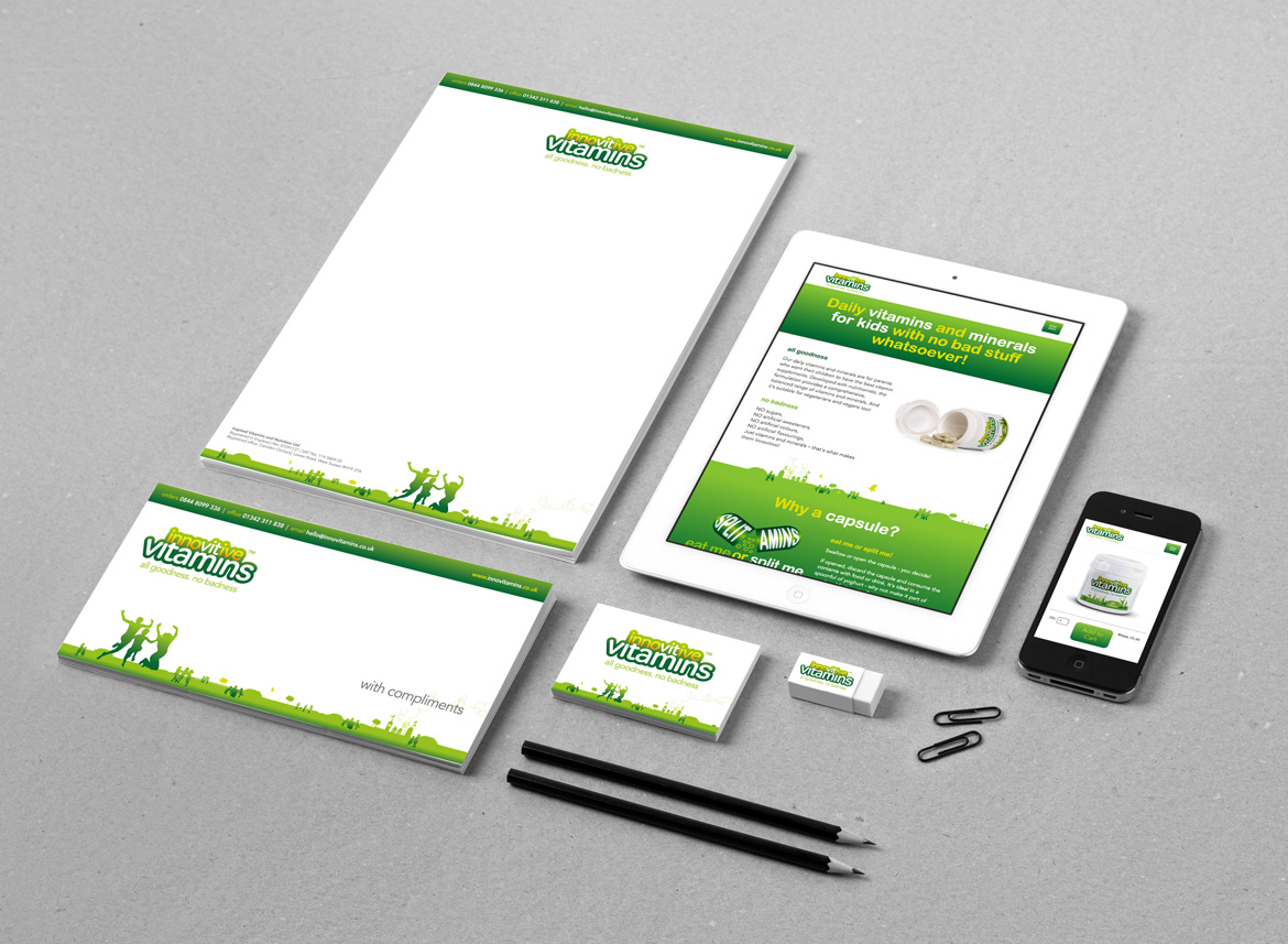 Stationery design for childens multivitamin capsules