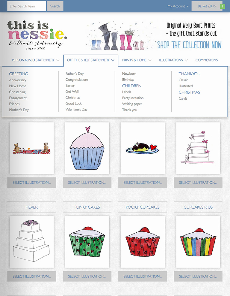 Sagepay integration and ecommerce website design for personalisation illustrations business