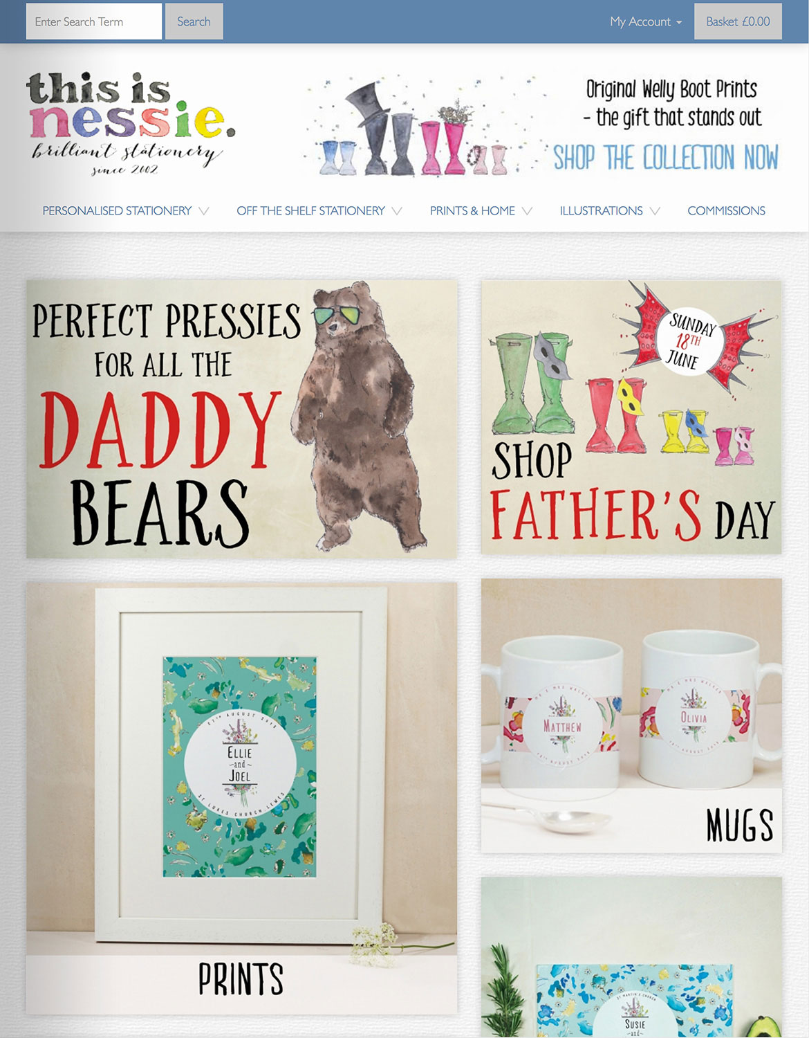 Sagepay integration and ecommerce website design for personalisation illustrations business