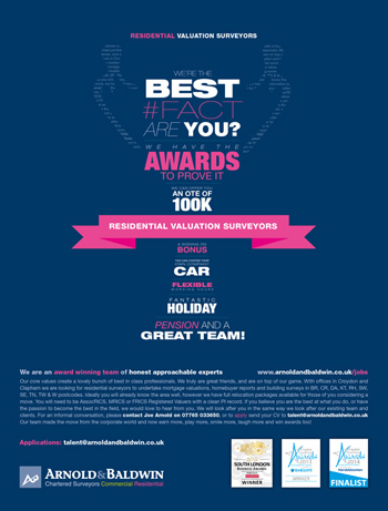 Typographic advertising for Chartered Surveyors