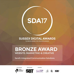 Sussex Digital Awards 2017, Bronze medal award winner, for best marketing & creative website