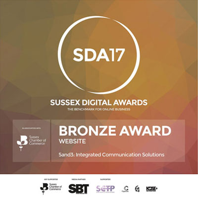 5and3 wins Bronze award for best Website marketing and creative