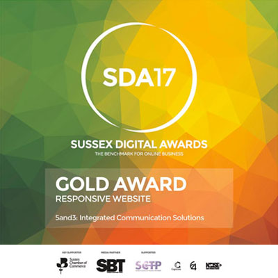5and3 wins Gold award for best Responsive website in Sussex